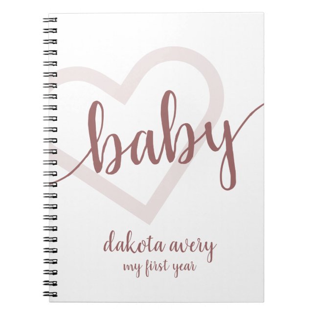 Baby Heart | Desert Ro Taupe Flourish Anpassningsb Anteckningsbok (Framsidan)