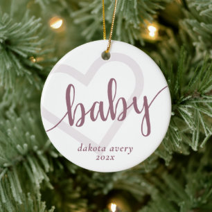 Baby Heart Desert Ro Taupe Flourish Anpassningsb Julgransprydnad Keramik