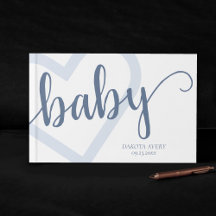 Baby Heart | Dusty Slate Blue Flourish Script