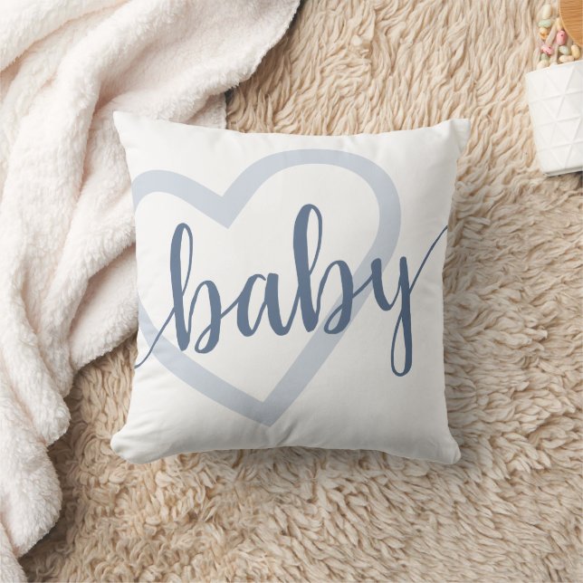 Baby Heart | Dusty Slate Blue Flourish Script Kudde (Filt)