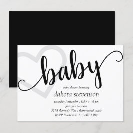Baby Heart | Klassisk svartutskrift eller Visa Inbjudningar