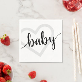 Baby Heart | Klassiskt, svart skript, färglös Pappersservett