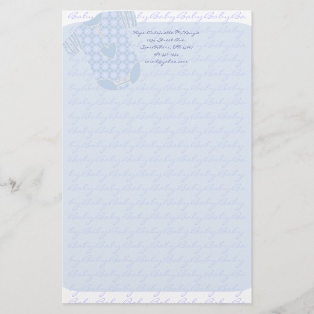 Baby Heart Rattle Argyle Onsie Baby blue Brevpapper (Framsida)