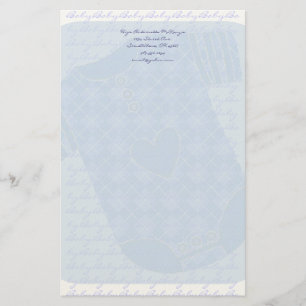 Baby Heart Rattle Argyle Onsie Baby blue Brevpapper