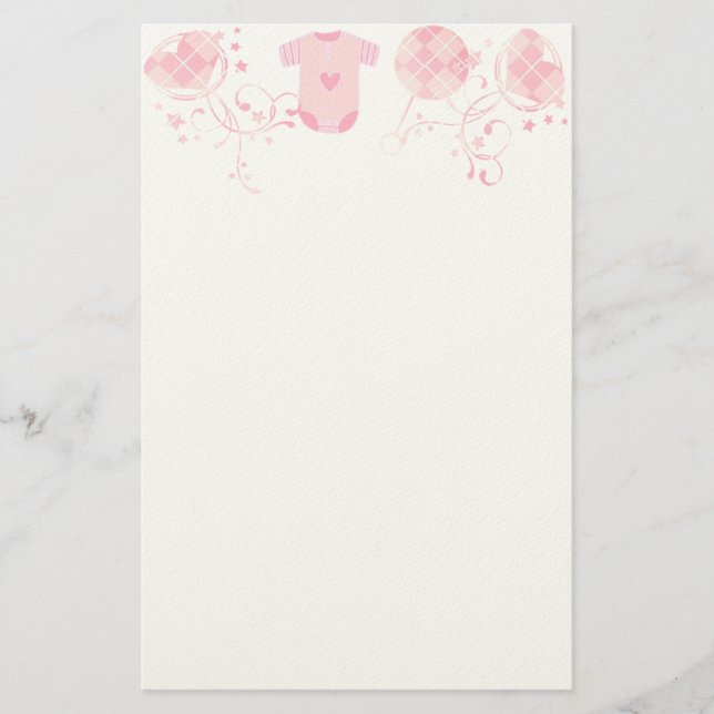 Baby Heart Rattle Argyle Onsie Rosa Brevpapper (Framsida)