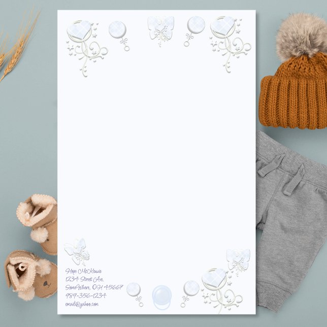 Baby Heart Rattle Blek Baby Tvisserligen Blue Brevpapper (Skapare uppladdad)