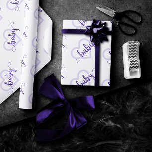 Baby Heart Royal Grape-Lila, färglöst skript Presentpapper