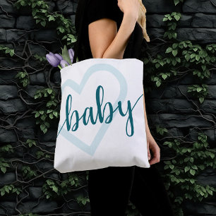 Baby Heart Teal Midnight Grönt Flourish Anpassni Tygkasse