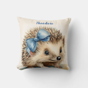 Baby Hedgehog Blue Bow Boys Personlig Kudde