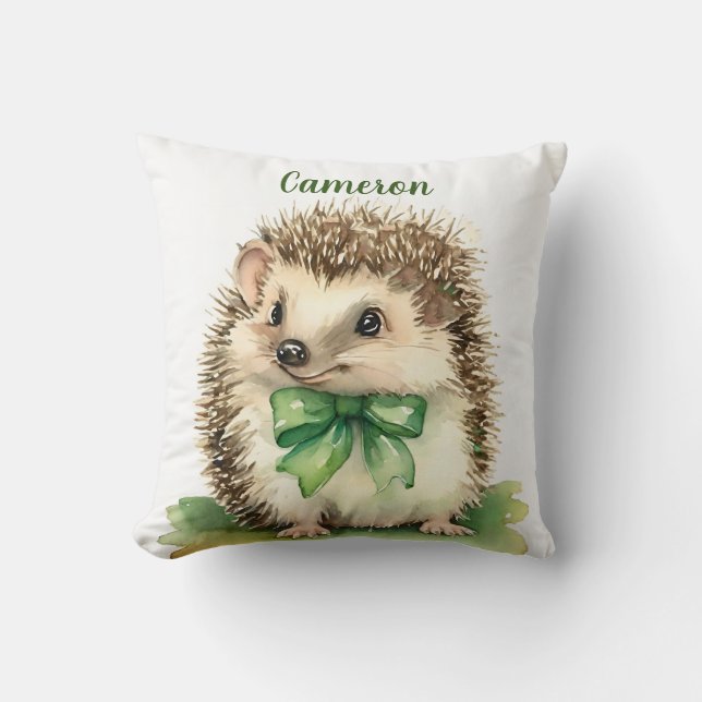 Baby Hedgehog Cute Bow Neutralt Personlig Kudde (Framsida)