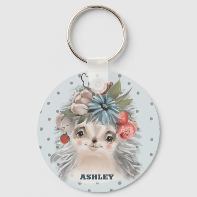 Baby Hedgehog Keychain Nyckelring (Framsida)