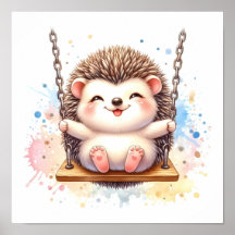 Baby Hedgehog Nursery Watercolor Woodland Animal