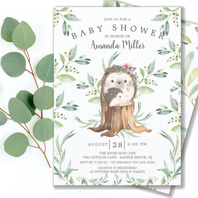 Baby Hedgehog och Mamma Baby Shower Inbjudningar (Skapare uppladdad)