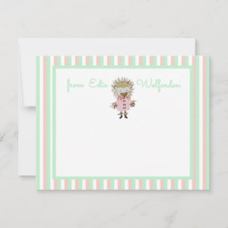 Baby Hedgehog på Pastel Candy Rand Rosa & Mint Anteckningskort