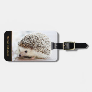 Baby Hedgehog Photo Monogram Bagagebricka