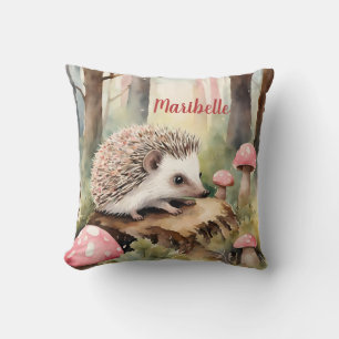 Baby Hedgehog Rosa Mushroom Girls Personlig Kudde