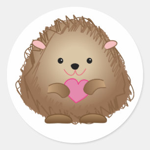Baby Hedgehog w/Heart-klistermärken Runt Klistermärke