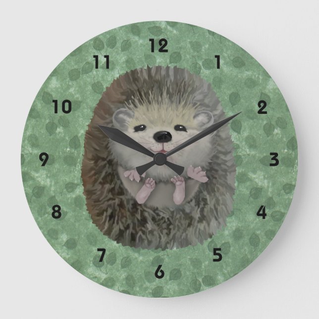 Baby Hedgehog Wall Clock Stor Klocka (Framsida)