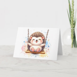 Baby Hedgehog Whimsical Watercolor blank Kort