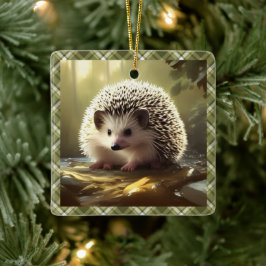Baby Hedgehog Wildlife Porträtt Personlig Julgransprydnad Keramik