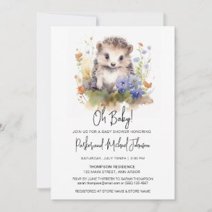 Baby Hedgehog Woodland Baby Shower Inbjudningar