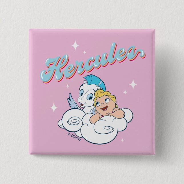 Baby Hercules and Pegasus on a Cloud Button Knapp (Framsida)