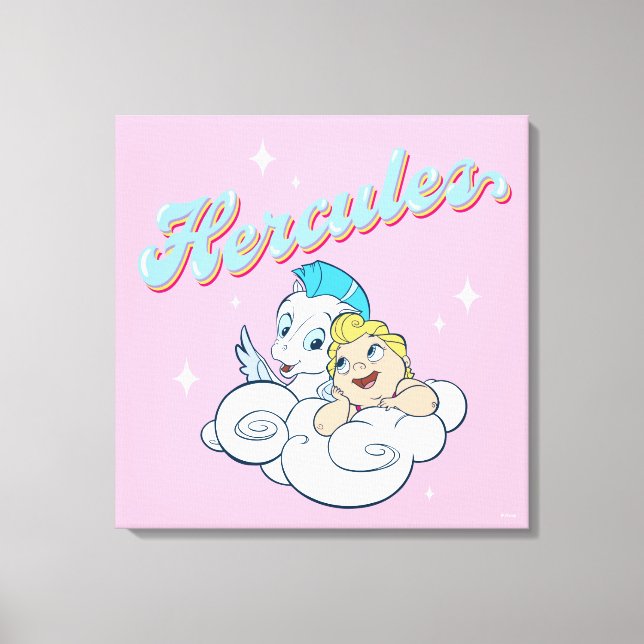 Baby Hercules and Pegasus on a Cloud Canvas Print (Framsida)