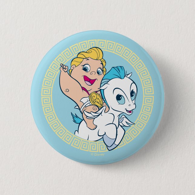 Baby Hercules Riding Pegasus Button Knapp (Framsida)