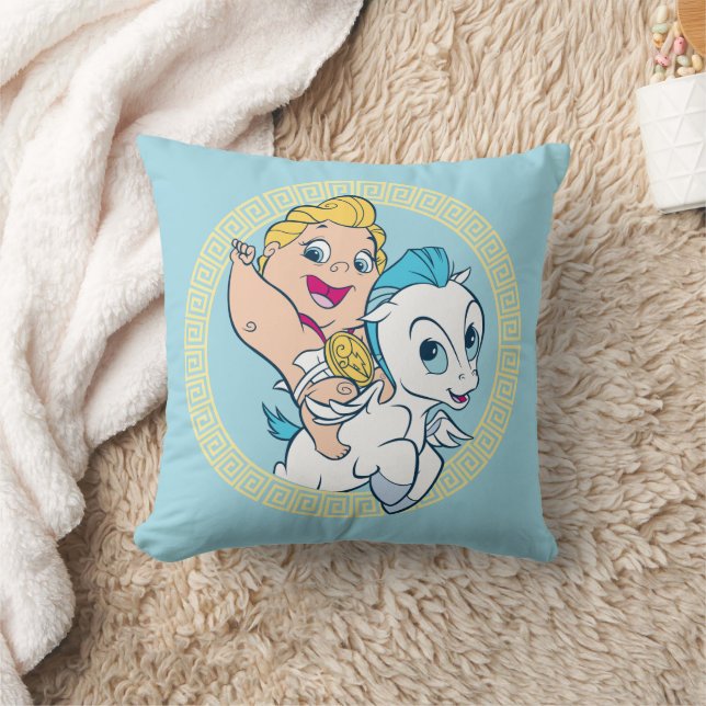 Baby Hercules Riding Pegasus Throw Pillow Kudde (Filt)