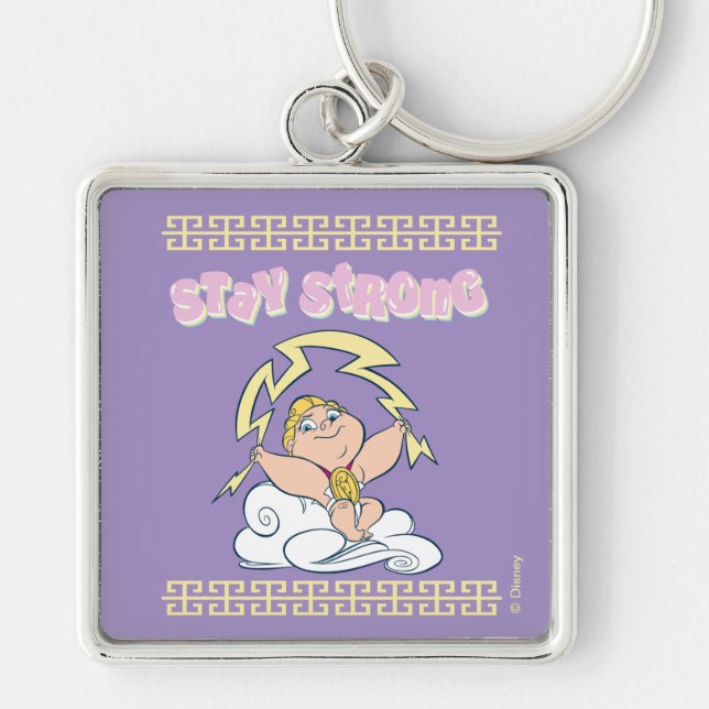 Baby Hercules - Stay Strong Keychain Fyrkantig Silverfärgad Nyckelring (Framsidan)