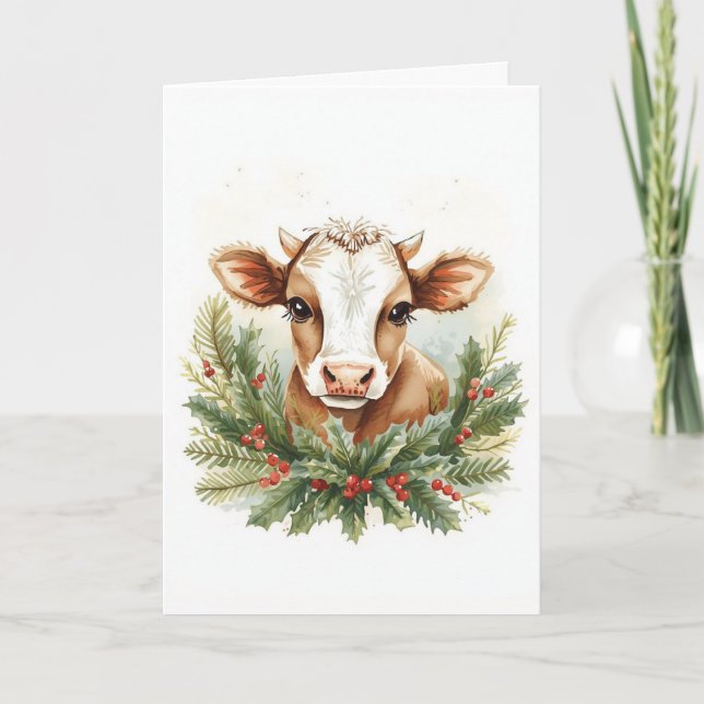 Baby Highland Cow Christmas  Helgkort (Framsida)