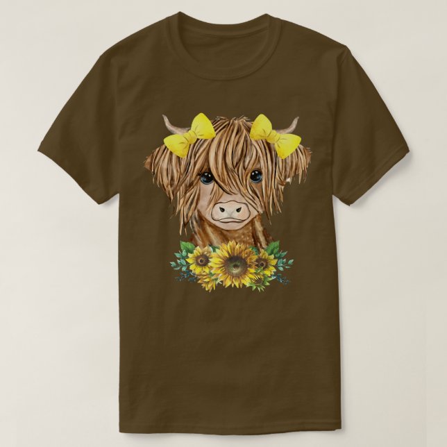 Baby Highland Cow Solros Westerna Land Heifer T Shirt (Design framsida)