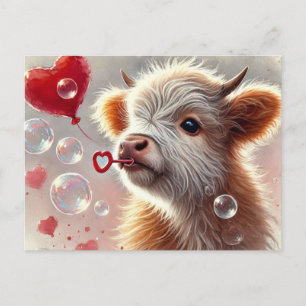 Baby Highland Cow Valentine Vykort