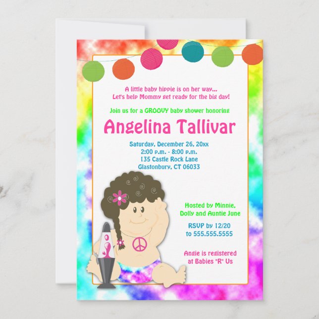 Baby Hippie 60-talets 70-talets barnstödsprogram ( Inbjudningar (Framsida)