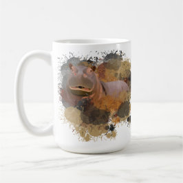 Baby Hippo Abstrakt Paint Splatter Wildlife Kaffemugg