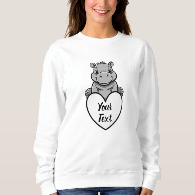 Baby Hippo Heart med ditt Anpassningsbar-meddeland T Shirt (Framsida)