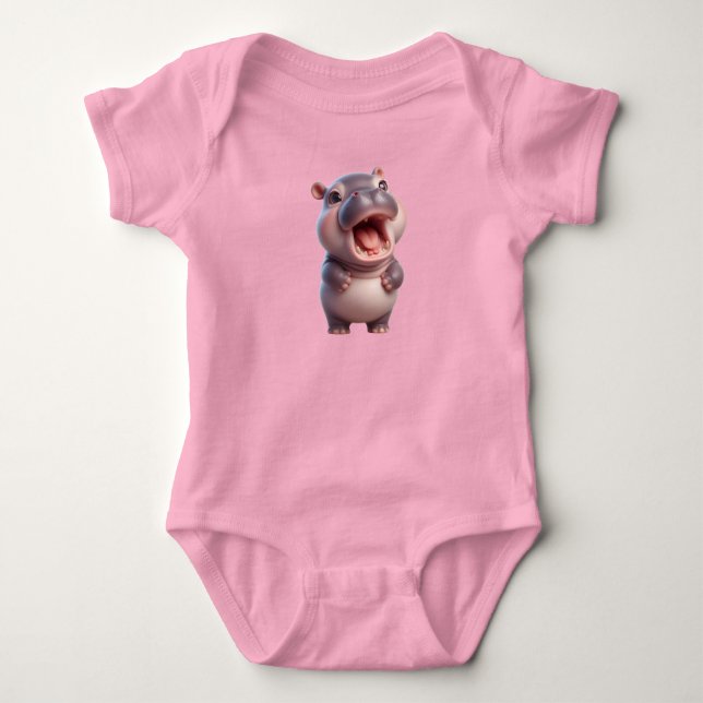 Baby Hippo Hippopotamus Cute Chibi T Shirt (Framsida)