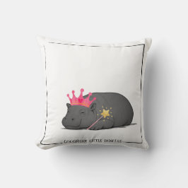 Baby Hippo Princess-Cotton Cushion-Customizable Kudde