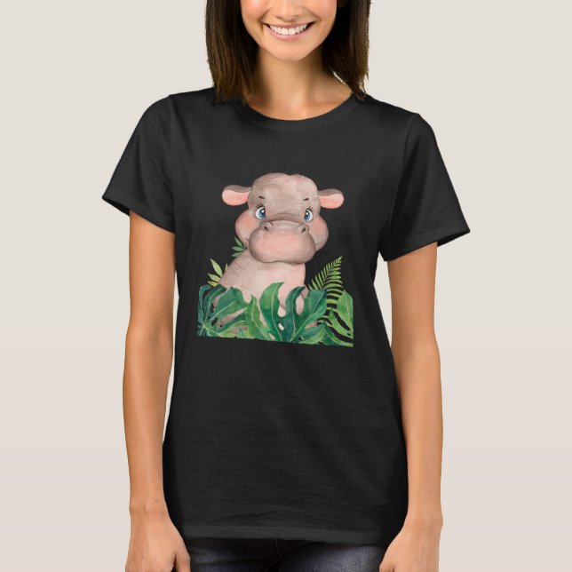 Baby Hippopotamus Safari Jungle Animal Boys Girls  T Shirt (Framsida)