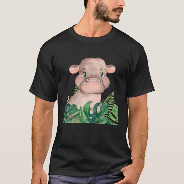 Baby Hippopotamus Safari Jungle Animal Boys Girls  T Shirt (Framsida)