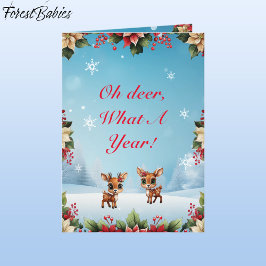 Baby Hjort, Fawn, Doe, Blommigt Reindeer 🦌 Snö Helgkort
