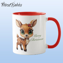 Baby Hjort, Fawn, Doe 🦌 🎄 Cute God jul Mugg