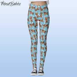 Baby Hjort, Fawn, Doe, Reindeer 🦌 🎄 Blue, Snowfl Leggings