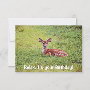 Baby Hjort Fawn Relaxate Flat Birthday Card Inbjudningar