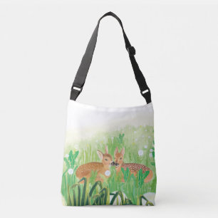 Baby Hjort - Fawns in Tall Grass Illustration Axelväska