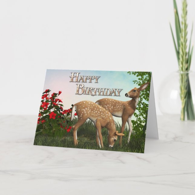 Baby Hjort Grattis på födelsedagen-kort Kort (Framsida)