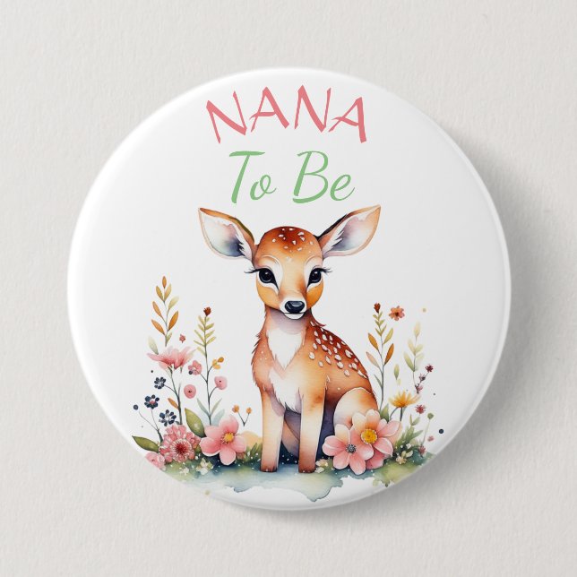 Baby Hjort i Blommor Nana som ska bli babyskor Knapp (Framsida)