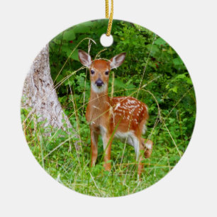 Baby Hjort i naturfotografiet Skogen Julgransprydnad Keramik