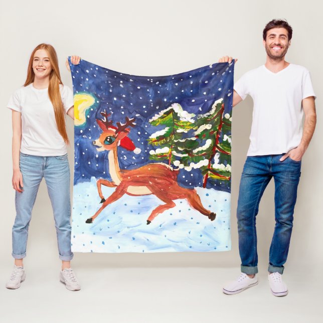Baby Hjort i Santa Hat Fleecefilt (På plats)