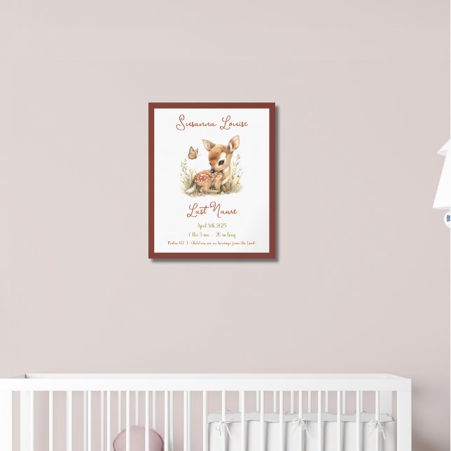 Baby Hjort Personlig Baby Announcement Nursery Poster (Skapare uppladdad)